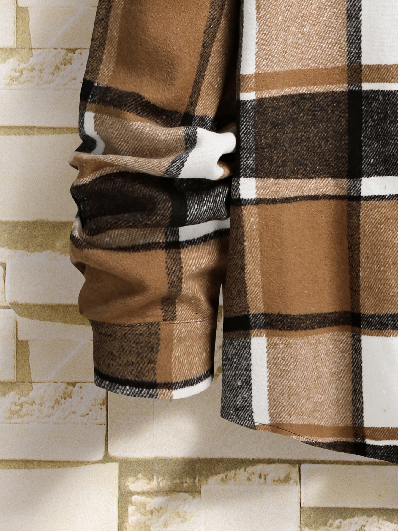 Manfinity Homme Men Plaid Flap Detail Drop Shoulder Overcoat without Tee
