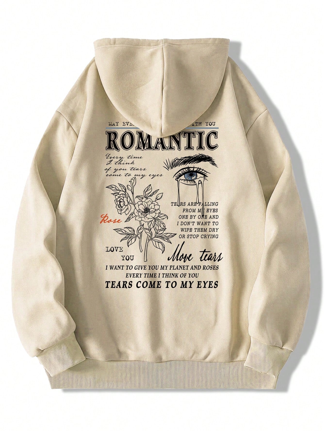 Men Floral Graphic Drawstring Thermal Hoodie