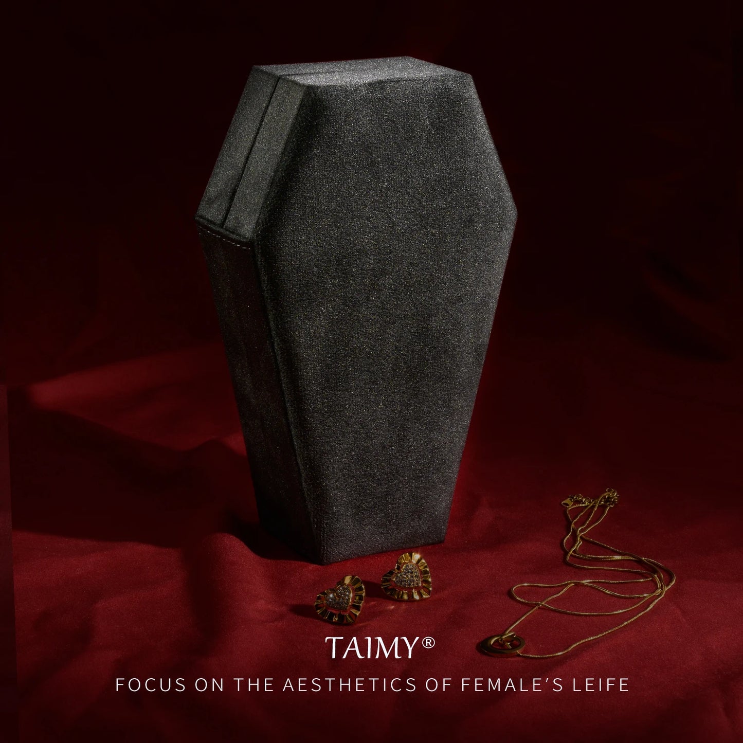 TAIMY Saints' Day Party Supplies Custom Velvet Gothic Coffin Jewelry Box Gothic Skull Trinket Box Halloween Gift
