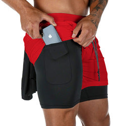 "2 in 1 Summer Athletic Shorts for Men - Featuring Phone Pockets and Dry Fit Technology for Ultimate Flexibility and Comfort during Workouts"