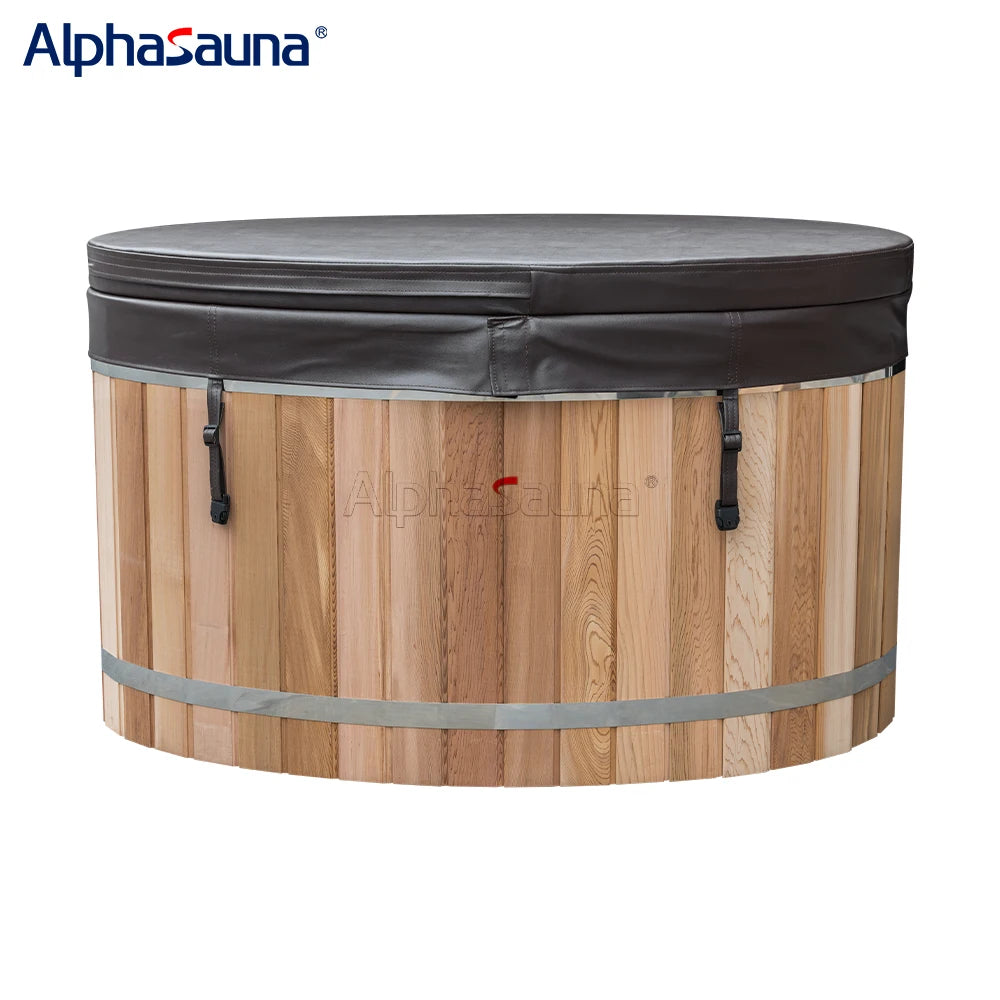 Wooden Mobile Recover Metal Ice Bath w/ Stainless Steel Liner