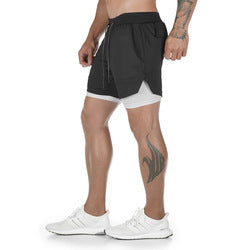 "2 in 1 Summer Athletic Shorts for Men - Featuring Phone Pockets and Dry Fit Technology for Ultimate Flexibility and Comfort during Workouts"