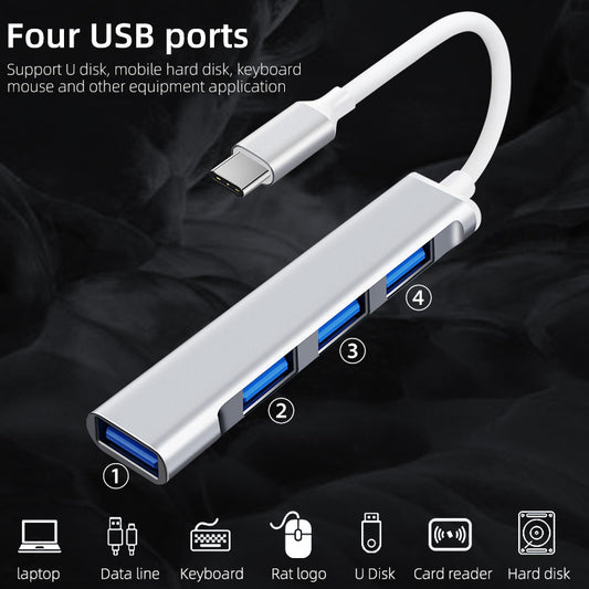 4 in 1 Multiport Type C Hub USB3.0 Multi-Function Splitter Adapter for Laptop and Phone