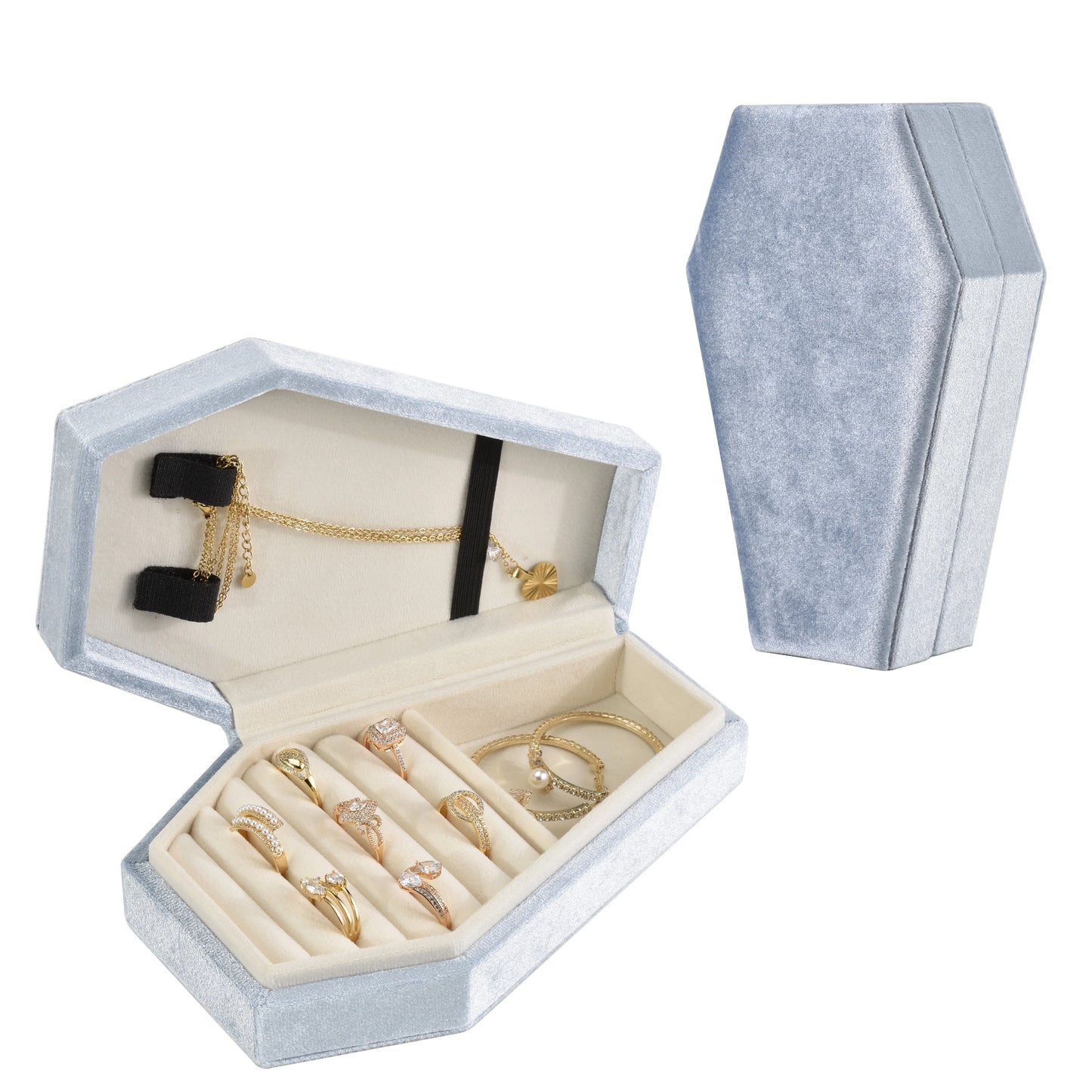 TAIMY Saints' Day Party Supplies Custom Velvet Gothic Coffin Jewelry Box Gothic Skull Trinket Box Halloween Gift